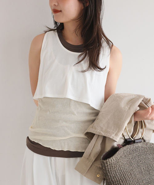 SLOBE IENA(スローブイエナ)の「《3枚セット》Plus by ONIT/オニット SLOBE別注 3セットタンクトップ(タンクトップ・レディース・グリーン/ベージュ系その他・FREE)」の14枚目の写真