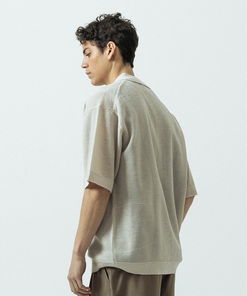 SLICK(スリック)の「【SLICK/スリック】Linen Mix Sheer Mesh Knit Shirt Cardigan/リネンミックス シアーメッシュニット シャツカーディガン(カーディガン/ボレロ・メンズ・ブラック/ブラウン/キナリ・1/2/3)」の6枚目の写真