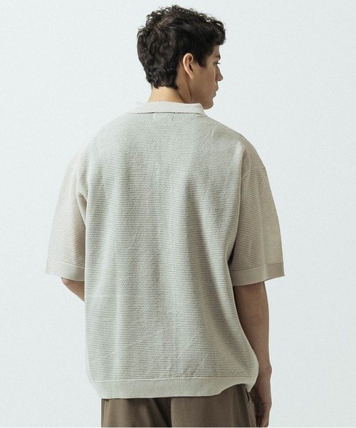 SLICK(スリック)の「【SLICK/スリック】Linen Mix Sheer Mesh Knit Shirt Cardigan/リネンミックス シアーメッシュニット シャツカーディガン(カーディガン/ボレロ・メンズ・ブラック/ブラウン/キナリ・1/2/3)」の7枚目の写真