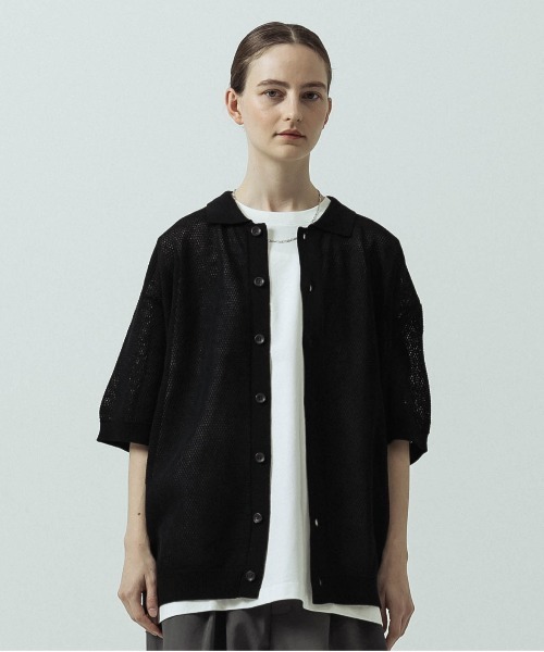 SLICK(スリック)の「【SLICK/スリック】Linen Mix Sheer Mesh Knit Shirt Cardigan/リネンミックス シアーメッシュニット シャツカーディガン(カーディガン/ボレロ・メンズ・ブラック/ブラウン/キナリ・1/2/3)」の16枚目の写真