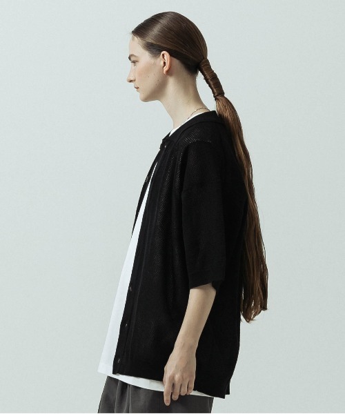 SLICK(スリック)の「【SLICK/スリック】Linen Mix Sheer Mesh Knit Shirt Cardigan/リネンミックス シアーメッシュニット シャツカーディガン(カーディガン/ボレロ・メンズ・ブラック/ブラウン/キナリ・1/2/3)」の17枚目の写真