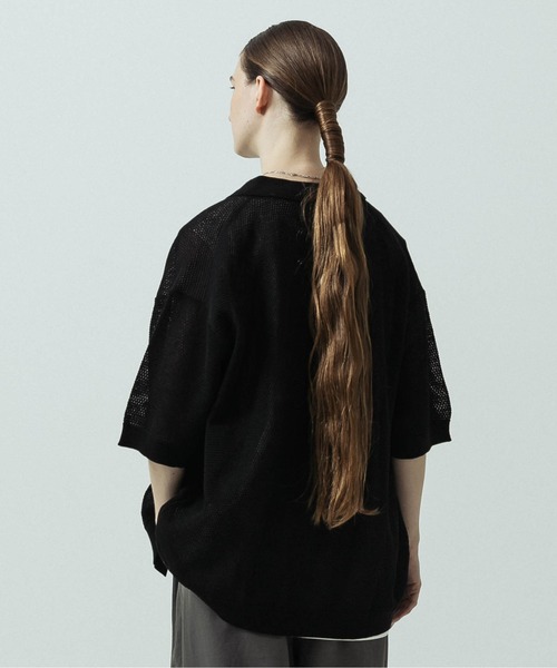 SLICK(スリック)の「【SLICK/スリック】Linen Mix Sheer Mesh Knit Shirt Cardigan/リネンミックス シアーメッシュニット シャツカーディガン(カーディガン/ボレロ・メンズ・ブラック/ブラウン/キナリ・1/2/3)」の19枚目の写真