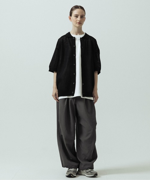 SLICK(スリック)の「【SLICK/スリック】Linen Mix Sheer Mesh Knit Shirt Cardigan/リネンミックス シアーメッシュニット シャツカーディガン(カーディガン/ボレロ・メンズ・ブラック/ブラウン/キナリ・1/2/3)」の20枚目の写真