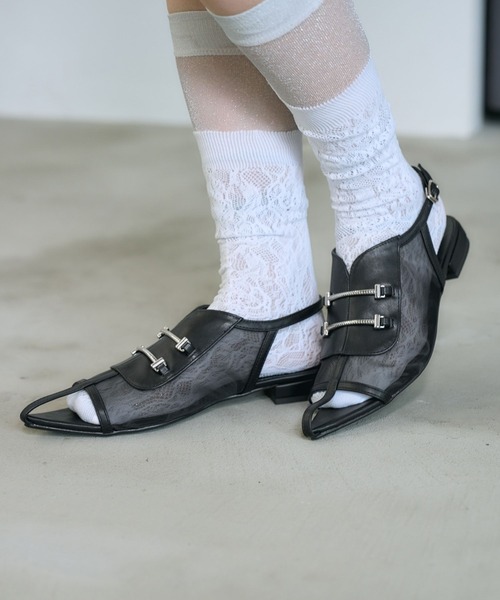 HARE(ハレ)の「シアーデザインフラットサンダル(HARE)(サンダル・レディース・ブラック・LARGE/MEDIUM)」の2枚目の写真