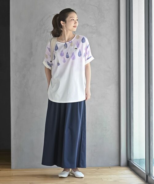 rps(アールピーエス)の「FeelCoolしずくワイドTシャツ(Tシャツ/カットソー・レディース・ベージュ/ネイビー/パープル・フリー)」の12枚目の写真