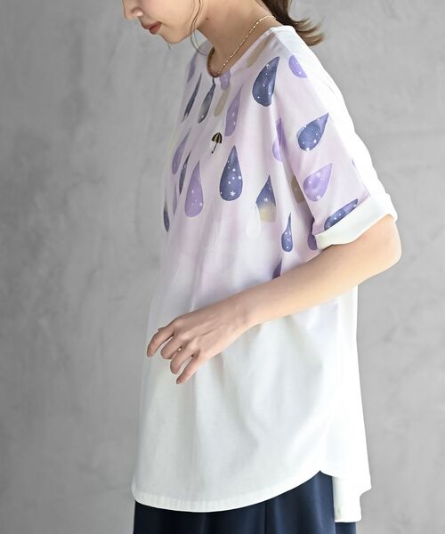 rps(アールピーエス)の「FeelCoolしずくワイドTシャツ(Tシャツ/カットソー・レディース・ベージュ/ネイビー/パープル・フリー)」の17枚目の写真