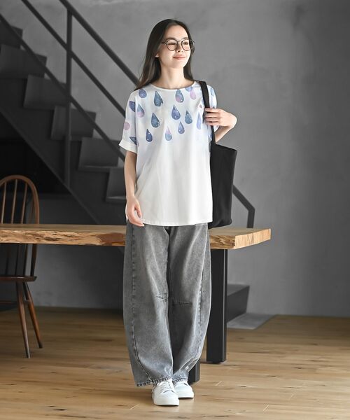 rps(アールピーエス)の「FeelCoolしずくワイドTシャツ(Tシャツ/カットソー・レディース・ベージュ/ネイビー/パープル・フリー)」の21枚目の写真