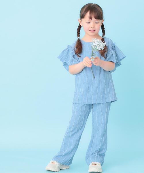 SHOO・LA・RUE（シューラルー）の「【100-150cm】フリンジジャガードフレアパンツ（その他パンツ・キッズ・ブラック/ライトブルー・10/11/12/13/14/15 ）」の5枚目の写真