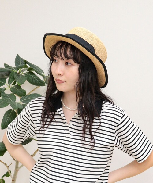 fredy emue（フレディエミュ）の「パイピングラフィアカンカン帽（ハット・レディース・ベージュ・FREE）」の2枚目の写真