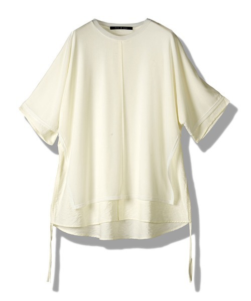 NO ID.(ノーアイディ)の「mt10527-ドローストリングスシアーレイヤードBIG-T Tシャツ(458006-486T)(Tシャツ/カットソー・メンズ・その他/ブラック/ホワイト・ONE SIZE)」の21枚目の写真