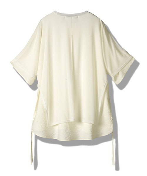 NO ID.(ノーアイディ)の「mt10527-ドローストリングスシアーレイヤードBIG-T Tシャツ(458006-486T)(Tシャツ/カットソー・メンズ・その他/ブラック/ホワイト・ONE SIZE)」の22枚目の写真