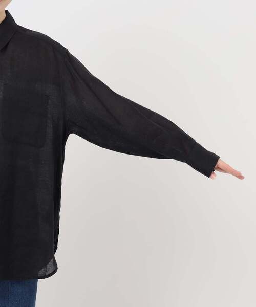 B.C STOCK(ベーセーストック)の「《追加》《S/Mサイズ展開》手洗い可 / 2WAYフレンチリネンシャツ(シャツ/ブラウス・レディース・イエロー/ライトブルー/アイボリー/ブラック/ブルー/ピンク/ホワイト・MEDIUM/SMALL)」の8枚目の写真