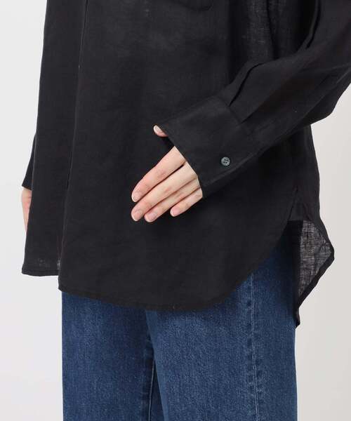 B.C STOCK(ベーセーストック)の「《追加》《S/Mサイズ展開》手洗い可 / 2WAYフレンチリネンシャツ(シャツ/ブラウス・レディース・イエロー/ライトブルー/アイボリー/ブラック/ブルー/ピンク/ホワイト・MEDIUM/SMALL)」の9枚目の写真