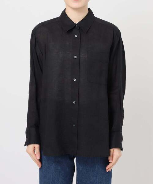 B.C STOCK(ベーセーストック)の「《追加》《S/Mサイズ展開》手洗い可 / 2WAYフレンチリネンシャツ(シャツ/ブラウス・レディース・イエロー/ライトブルー/アイボリー/ブラック/ブルー/ピンク/ホワイト・MEDIUM/SMALL)」の14枚目の写真