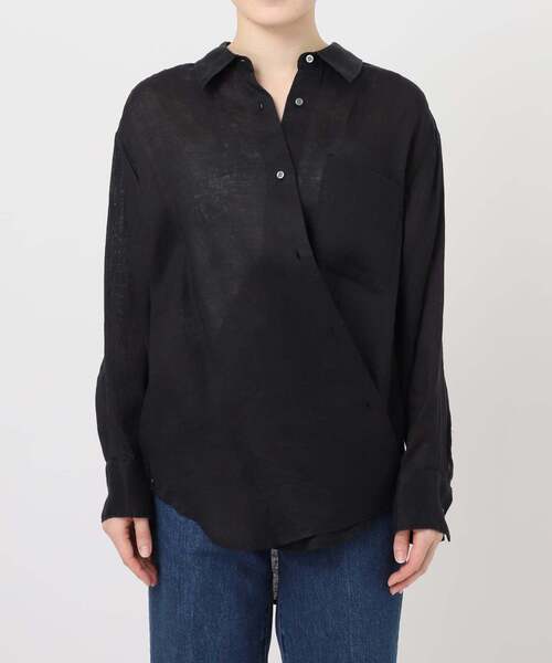 B.C STOCK(ベーセーストック)の「《追加》《S/Mサイズ展開》手洗い可 / 2WAYフレンチリネンシャツ(シャツ/ブラウス・レディース・イエロー/ライトブルー/アイボリー/ブラック/ブルー/ピンク/ホワイト・MEDIUM/SMALL)」の15枚目の写真