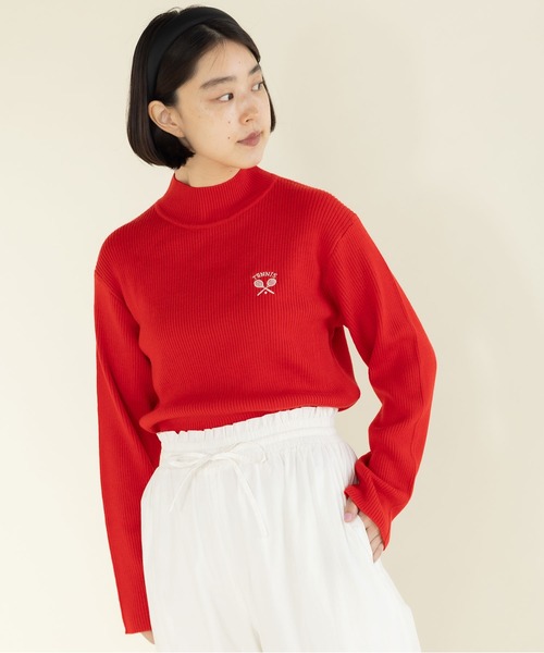 CHILD WOMAN(チャイルドウーマン)の「12GGW/Acリブハイネックプルオーバー(ニット/セーター・レディース・レッド/ブルー/ネイビー/ホワイト・FREE)」の1枚目の写真