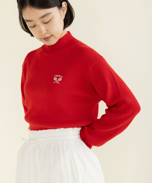 CHILD WOMAN(チャイルドウーマン)の「12GGW/Acリブハイネックプルオーバー(ニット/セーター・レディース・レッド/ブルー/ネイビー/ホワイト・FREE)」の5枚目の写真