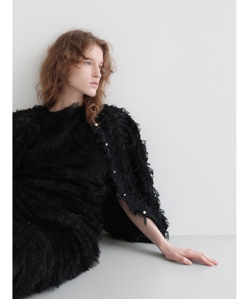 AMOMMA(アモマ)の「FRILL TEXTURE JACKET(ノーカラージャケット・レディース・ブラック/アイボリー・FREE)」の18枚目の写真