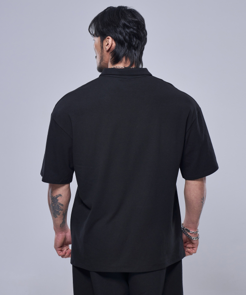 PHYSICAL GARMENTS（フィジカルガーメンツ）の「P2410 モーダルスパンカラーオーバーサイズ半袖 [ブラック]（Tシャツ/カットソー・メンズ・ブラック・LARGE/MEDIUM/X-LARGE/XX-LARGE）」の2枚目の写真