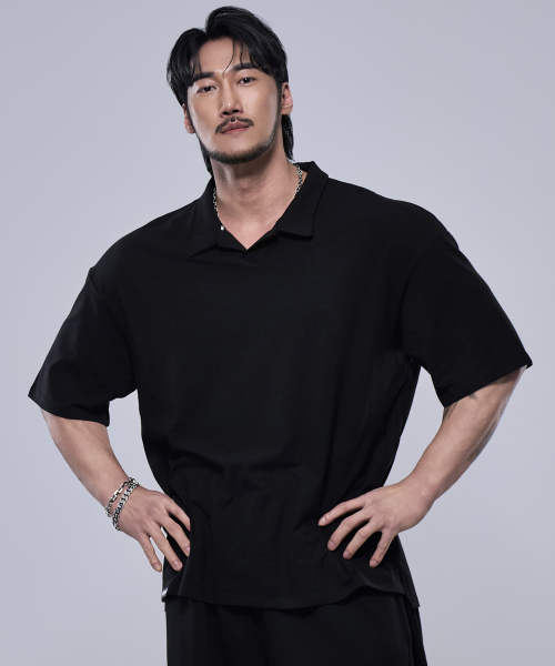 PHYSICAL GARMENTS（フィジカルガーメンツ）の「P2410 モーダルスパンカラーオーバーサイズ半袖 [ブラック]（Tシャツ/カットソー・メンズ・ブラック・LARGE/MEDIUM/X-LARGE/XX-LARGE）」の3枚目の写真