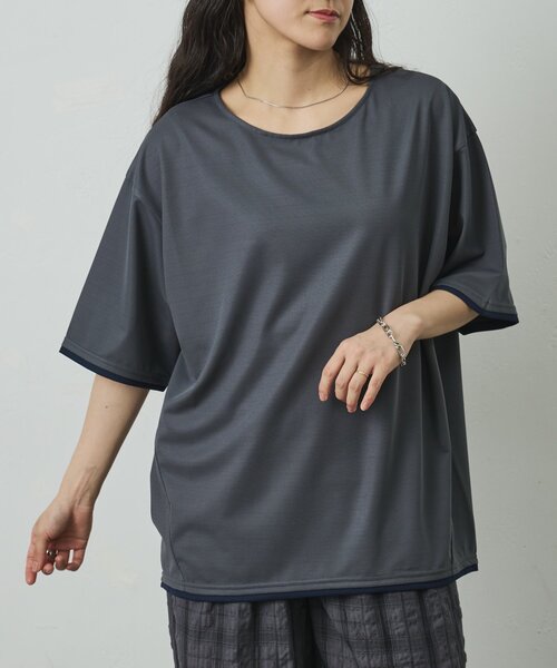 COLONY 2139(コロニートゥーワンスリーナイン)の「メッシュポンチラウンドヘムレイヤーTEE(Tシャツ/カットソー・メンズ・チャコールグレー/ホワイト/ブラック・LARGE/MEDIUM)」の1枚目の写真