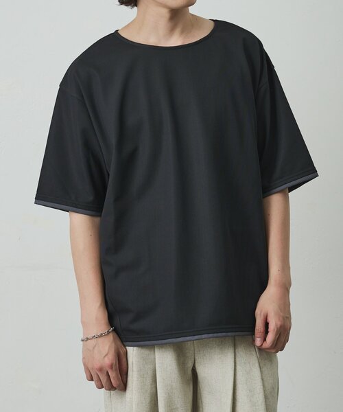 COLONY 2139(コロニートゥーワンスリーナイン)の「メッシュポンチラウンドヘムレイヤーTEE(Tシャツ/カットソー・メンズ・チャコールグレー/ホワイト/ブラック・LARGE/MEDIUM)」の3枚目の写真
