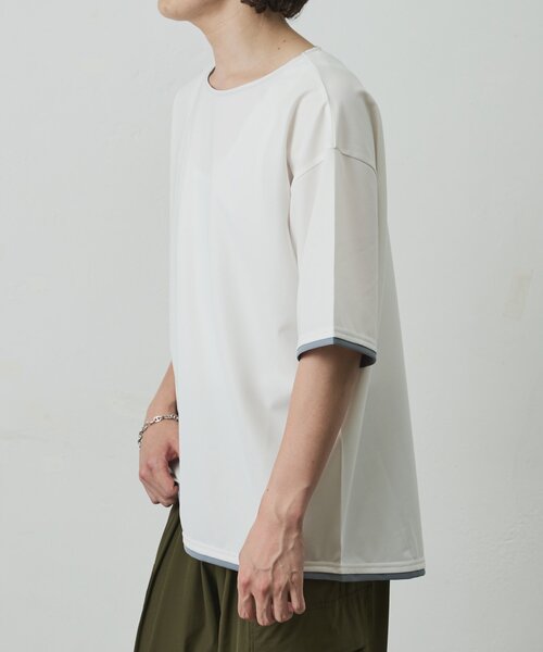 COLONY 2139(コロニートゥーワンスリーナイン)の「メッシュポンチラウンドヘムレイヤーTEE(Tシャツ/カットソー・メンズ・チャコールグレー/ホワイト/ブラック・LARGE/MEDIUM)」の5枚目の写真
