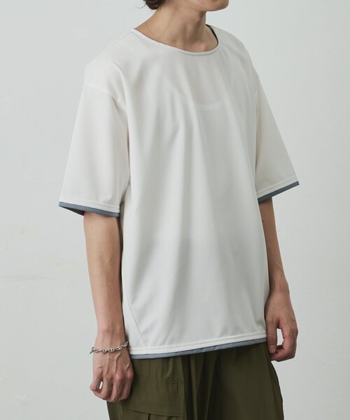 COLONY 2139(コロニートゥーワンスリーナイン)の「メッシュポンチラウンドヘムレイヤーTEE(Tシャツ/カットソー・メンズ・チャコールグレー/ホワイト/ブラック・LARGE/MEDIUM)」の7枚目の写真