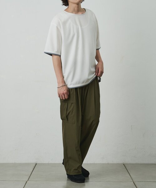 COLONY 2139(コロニートゥーワンスリーナイン)の「メッシュポンチラウンドヘムレイヤーTEE(Tシャツ/カットソー・メンズ・チャコールグレー/ホワイト/ブラック・LARGE/MEDIUM)」の11枚目の写真