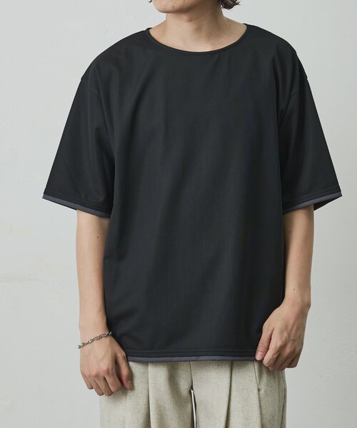 COLONY 2139(コロニートゥーワンスリーナイン)の「メッシュポンチラウンドヘムレイヤーTEE(Tシャツ/カットソー・メンズ・チャコールグレー/ホワイト/ブラック・LARGE/MEDIUM)」の12枚目の写真