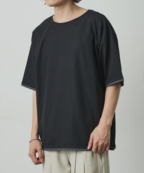COLONY 2139(コロニートゥーワンスリーナイン)の「メッシュポンチラウンドヘムレイヤーTEE(Tシャツ/カットソー・メンズ・チャコールグレー/ホワイト/ブラック・LARGE/MEDIUM)」の13枚目の写真