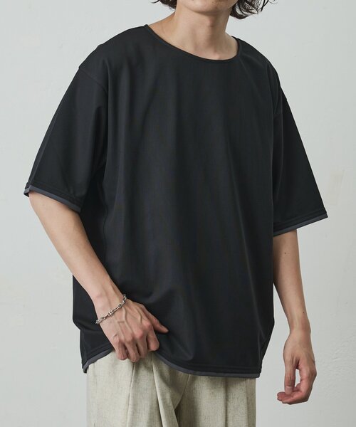 COLONY 2139(コロニートゥーワンスリーナイン)の「メッシュポンチラウンドヘムレイヤーTEE(Tシャツ/カットソー・メンズ・チャコールグレー/ホワイト/ブラック・LARGE/MEDIUM)」の15枚目の写真