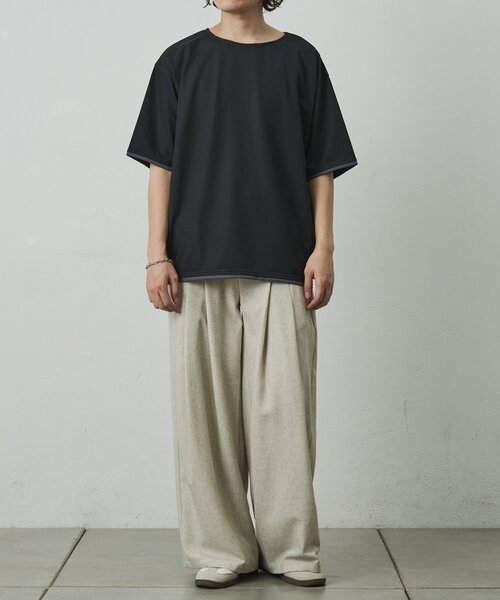 COLONY 2139(コロニートゥーワンスリーナイン)の「メッシュポンチラウンドヘムレイヤーTEE(Tシャツ/カットソー・メンズ・チャコールグレー/ホワイト/ブラック・LARGE/MEDIUM)」の16枚目の写真