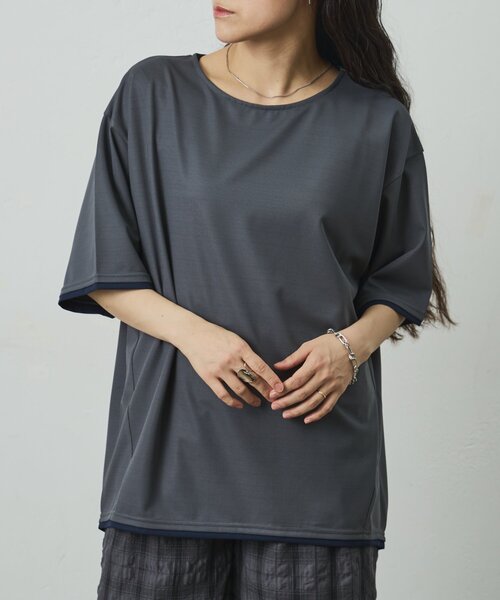 COLONY 2139(コロニートゥーワンスリーナイン)の「メッシュポンチラウンドヘムレイヤーTEE(Tシャツ/カットソー・メンズ・チャコールグレー/ホワイト/ブラック・LARGE/MEDIUM)」の20枚目の写真