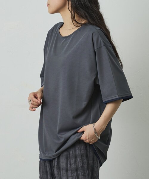 COLONY 2139(コロニートゥーワンスリーナイン)の「メッシュポンチラウンドヘムレイヤーTEE(Tシャツ/カットソー・メンズ・チャコールグレー/ホワイト/ブラック・LARGE/MEDIUM)」の21枚目の写真