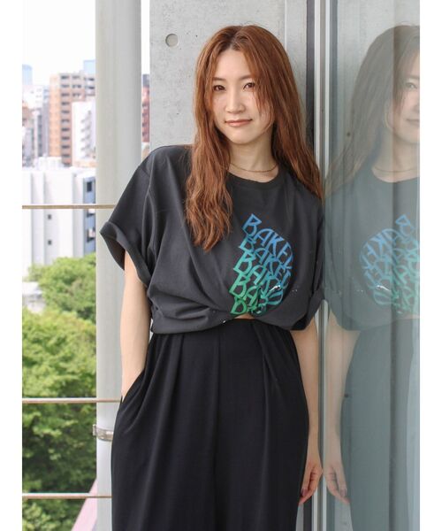 Ungrid（アングリッド）の「ペイントダメージロゴTee（Tシャツ/カットソー・レディース・アイボリー/チャコールグレー・FREE）」の6枚目の写真