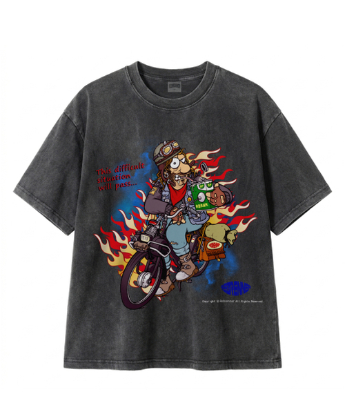REBRENNER(リブレンナー)の「DTGヴィンテージバイクピグメントクロップ半袖Tシャツチャコール(Tシャツ/カットソー・メンズ・その他・X-LARGE/MEDIUM/LARGE)」の1枚目の写真