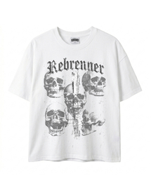 REBRENNER（リブレンナー）の「DTGスカルヘッドクールコットンクロップ半袖Tシャツホワイト（Tシャツ/カットソー）」