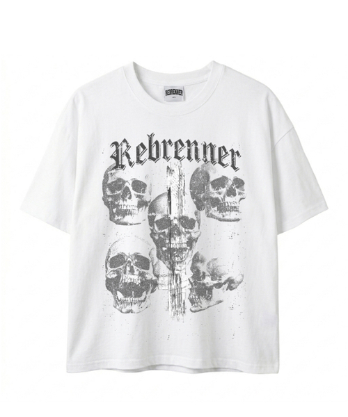 REBRENNER(リブレンナー)の「DTGスカルヘッドクールコットンクロップ半袖Tシャツホワイト(Tシャツ/カットソー・メンズ・ホワイト・X-LARGE/MEDIUM/LARGE)」の1枚目の写真
