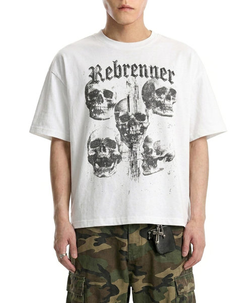 REBRENNER(リブレンナー)の「DTGスカルヘッドクールコットンクロップ半袖Tシャツホワイト(Tシャツ/カットソー・メンズ・ホワイト・X-LARGE/MEDIUM/LARGE)」の3枚目の写真