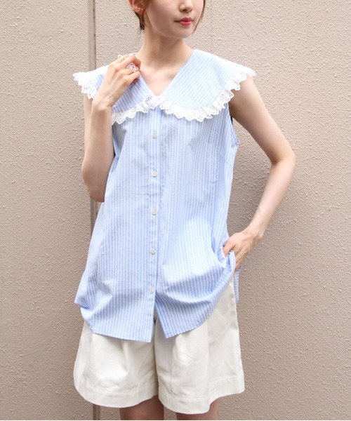THE SHINZONE(ザ シンゾーン)の「THE SHINZONE/シンゾーン スリーブレス レースブラウス SLEEVELESS LACE BLOUSE 26MMSBL11(シャツ/ブラウス・レディース・ブラック/ブルー・36)」の2枚目の写真