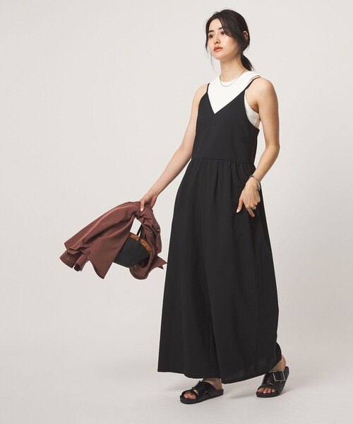 green label relaxing(グリーンレーベルリラクシング)の「キャミソール オールインワン(つなぎ/オールインワン・レディース・ベージュ/ブラック・FREE)」の8枚目の写真