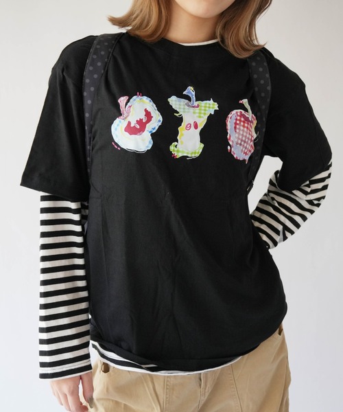 SORUTT(ソルト)の「【 SORUTT / ソルト 】 フルーツモチーフプリント 半袖Tシャツ #(Tシャツ/カットソー・レディース・ブラック/ネイビー/ホワイト・FREE)」の1枚目の写真