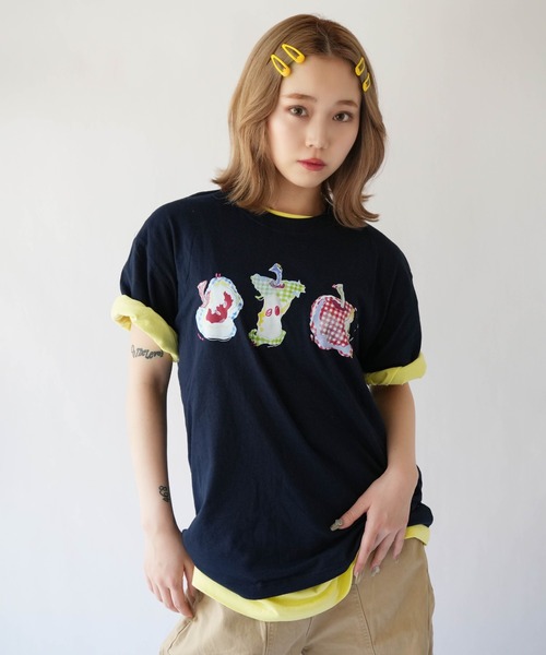 SORUTT(ソルト)の「【 SORUTT / ソルト 】 フルーツモチーフプリント 半袖Tシャツ #(Tシャツ/カットソー・レディース・ブラック/ネイビー/ホワイト・FREE)」の4枚目の写真