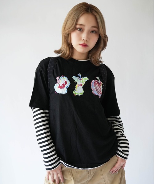 SORUTT(ソルト)の「【 SORUTT / ソルト 】 フルーツモチーフプリント 半袖Tシャツ #(Tシャツ/カットソー・レディース・ブラック/ネイビー/ホワイト・FREE)」の5枚目の写真
