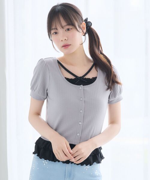 ems excite(エムズエキサイト)の「裾フリルレイヤード風CT(Tシャツ/カットソー・レディース・ブラック系その他4/ピンク系その他/ライトグレー・FREE)」の15枚目の写真