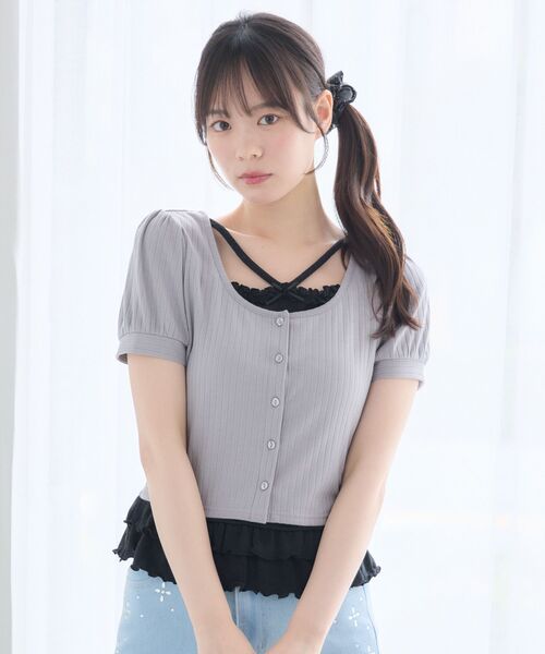 ems excite(エムズエキサイト)の「裾フリルレイヤード風CT(Tシャツ/カットソー・レディース・ブラック系その他4/ピンク系その他/ライトグレー・FREE)」の14枚目の写真