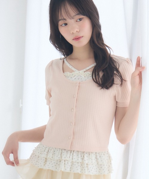 ems excite(エムズエキサイト)の「裾フリルレイヤード風CT(Tシャツ/カットソー・レディース・ブラック系その他4/ピンク系その他/ライトグレー・FREE)」の1枚目の写真