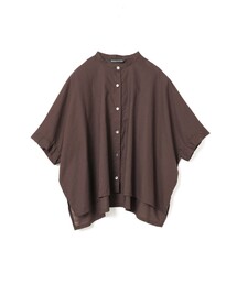 mizuiro ind コットンリネンスタンドカラーワイドシャツ