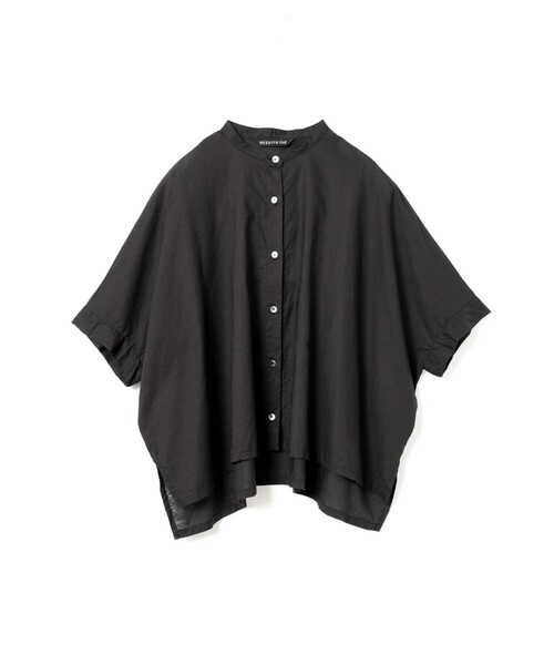 mizuiroind（ミズイロインド）の「mizuiro ind コットンリネンスタンドカラーワイドシャツ（シャツ/ブラウス・レディース・ブラック/オフホワイト/ピンク/チャコールグレー/ブラウン/グリーン・FREE）」の2枚目の写真